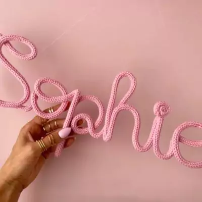Knitted Wire Art Wall Name