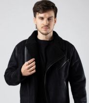 2 Only & Sons Robyn Fliegerjacke aus Kunstwildleder, schwarz