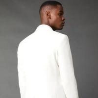 2 White Tailored Fit Peak Collar Tuxedo Jacket
