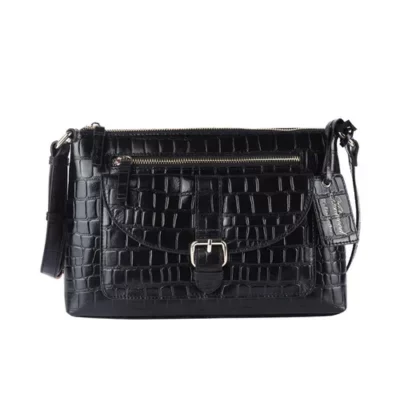 Ashwood Leather ‘Pretty’ Croc Embossed Leather Shoulder Bag