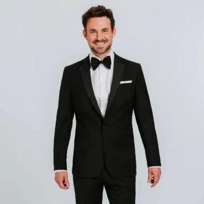 Black 100% Wool Notch Lapel Tuxedo Jacket