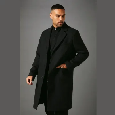 Burton Black Signature 3 Button Epsom Wool Blend Coat