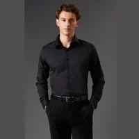 Burton Black Tailored Fit Long Sleeve Easy Iron Shirt (1)