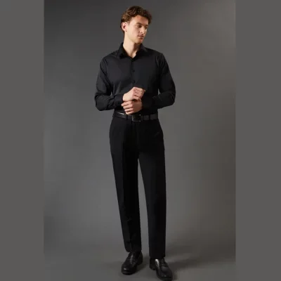 Burton Black Tailored Fit Long Sleeve Easy Iron Shirt