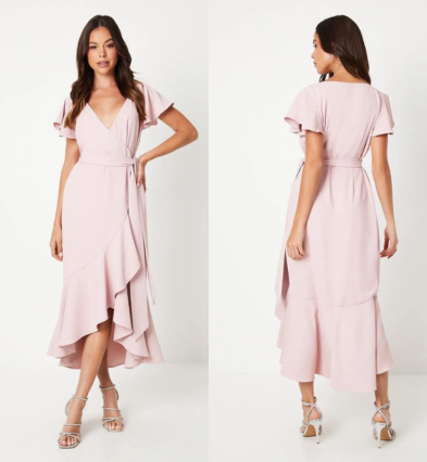 Coast V Neck Ruffle Wrap Dress