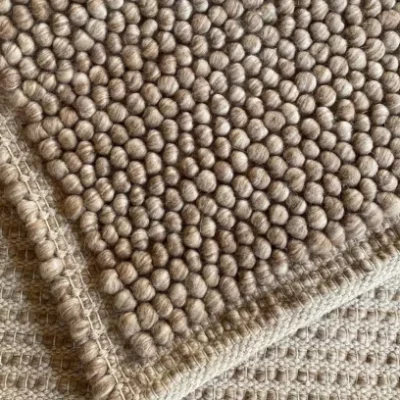 Cozy Beige Wool Rug with Custom Options