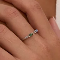 Double Baguette Birthstone Ring