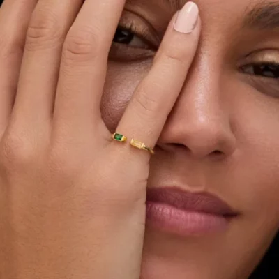 Double Baguette Birthstone Ring