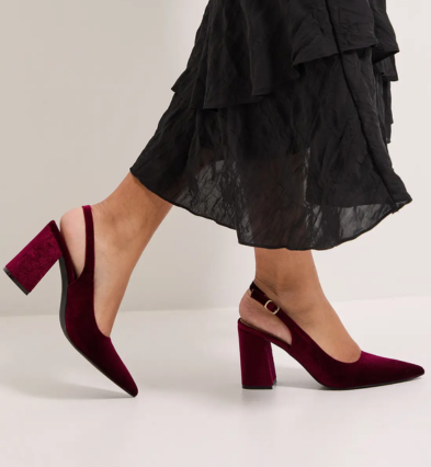 _Ellens Velvet Pointed Block Heel Slingbacks