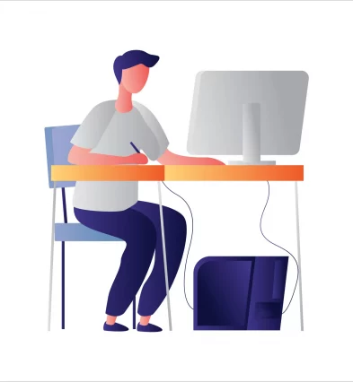 Flat-Illustration-Man-with-Compu
