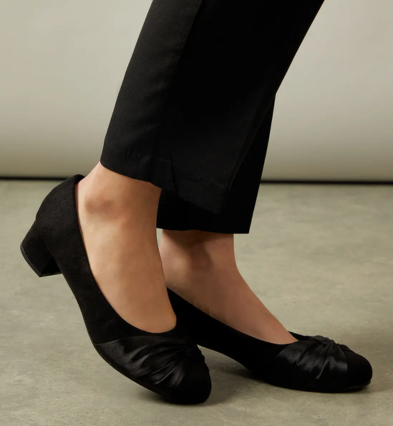 Good For The Sole Satin Twist Low Block Heels