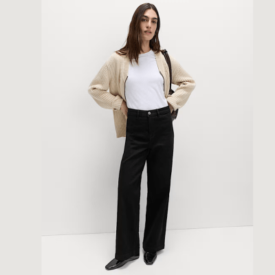 High Waisted Wide Leg Ankle Grazer Jeans