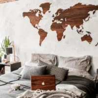 Minimalist wood world map