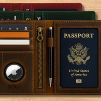 Personalized Genuine Leather RFID Blocking Passport Wallet Holder & Cover Case