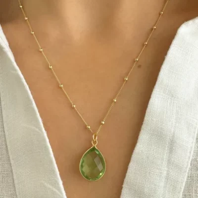 Raw Peridot Necklace