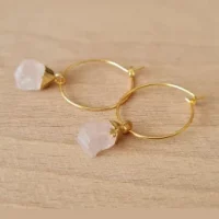 Raw rose quartz rings