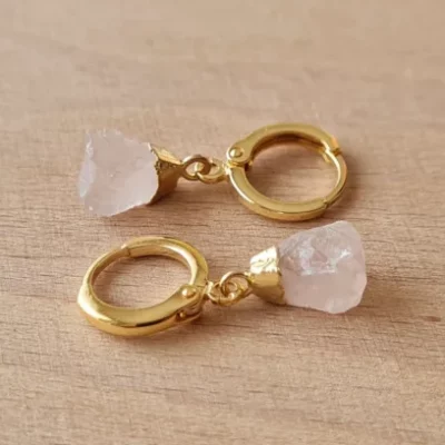 Raw rose quartz rings