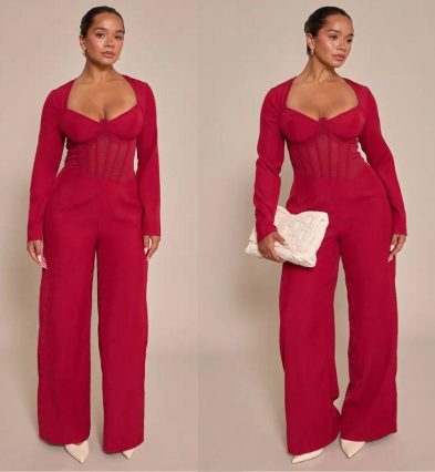 Shape Tailored Woven Corset Jumpsuit