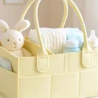 Soft Yellow Diaper Caddy Organizer
