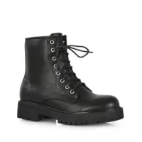 XY London ‘Hermoine’ Chunky Low Block Heel Lace Up Ankle Biker Boots (1)