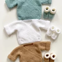 hand-knitted baby wrap cardigan